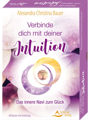 Das lila Kartensetcover "Verbinde dich mit deiner Intuition" von Alexandra Christina Bauer
