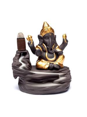 Der braun-goldene Rückfluss-Weihrauchbrenner "Ganesha"