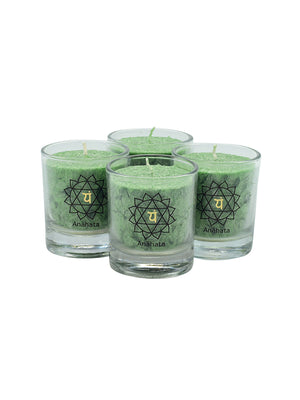Die grüne Mini Chakra Kerze im Glas