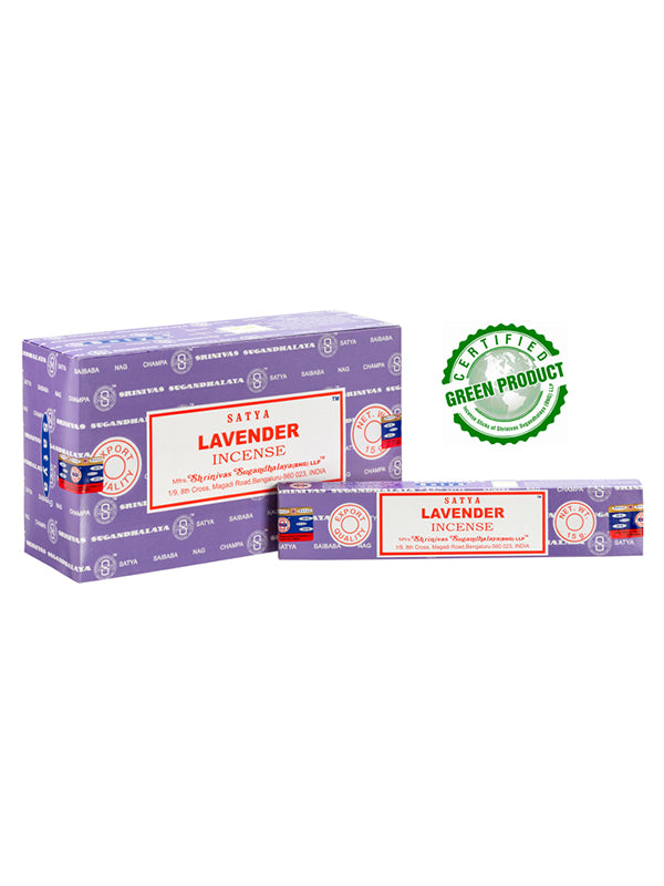 Die Satya Räucherstäbchen "Lavender - Lavendel" in nachhaltiger Papier-Verpackung