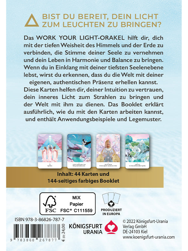 Das Rosa-Lilane Kartenset-Cover "Work Your Light Orakel"