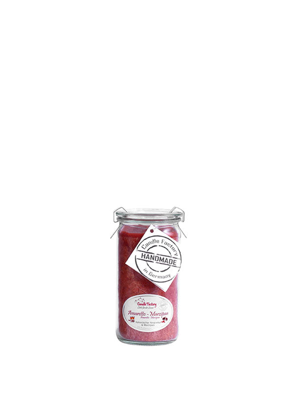 Die rost-rote Kerze Amaretto-Marzipan im Weck Glas