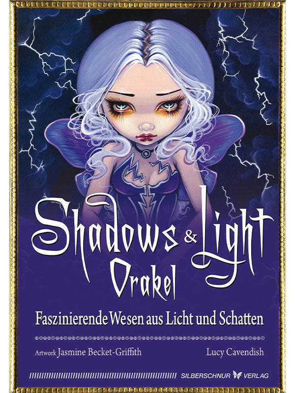 Das Lila Kartenset-Cover "Shadows & Light Orakel" von Lucy Cavendish und Jasmine Becket-Griffith