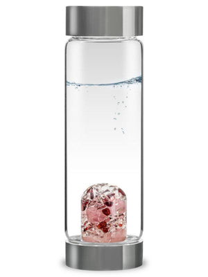 Edelsteinflasche "Love" mit rosa, roten und durchsichtigen Edelsteinen, Füllmenge 500 ml