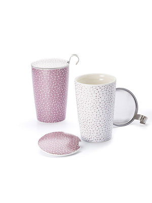 Teetasse "Stones Lilac" in rosa/weiß und weiß/rosa mit Teesieb von Teaeve