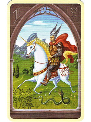 Lenormandkarte 1 - Der Reiter auf einem weißen Pferd