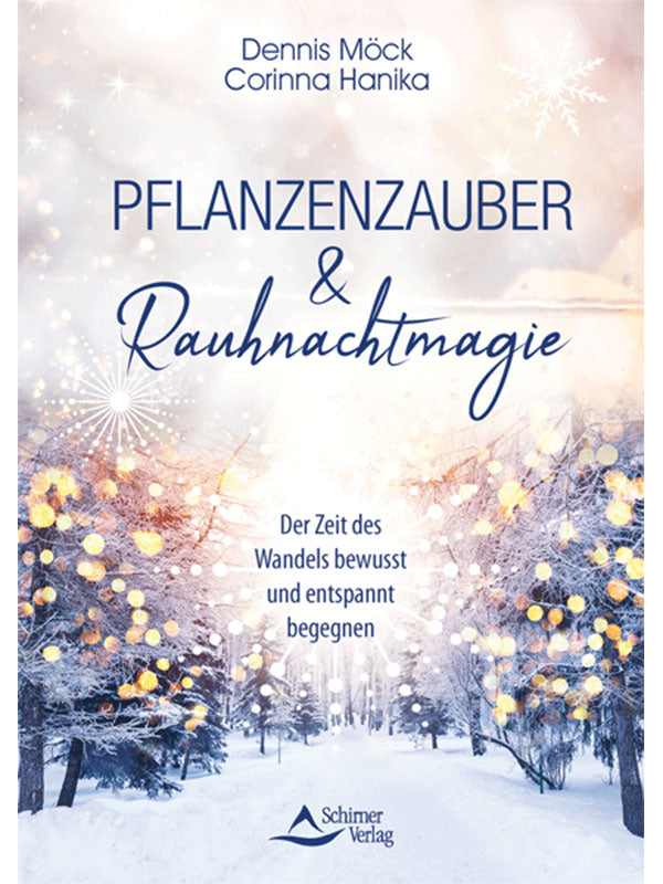 Das Buchcover "Pflanzenzauber und Rauhnachtmagie" mit Winterlandschaft