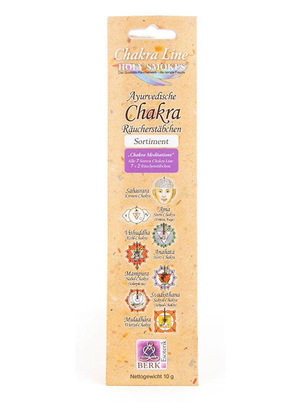 Die Chakra Räucherstäbchen in nachhaltiger Papierverpackung